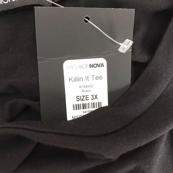 Fashion Nova Womens Top Size 3X Black Killin It Boxy Crop Tee Short Sleeve Sexy - Picture 6 of 9